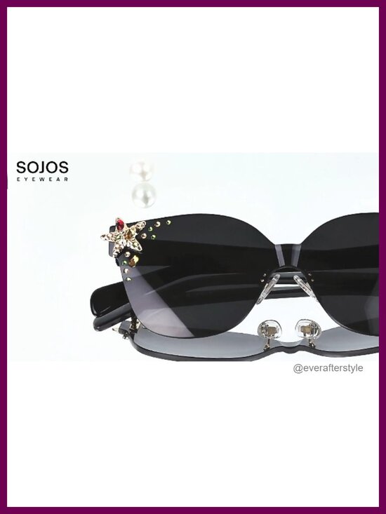 Oversized Square Acetate Sunglasses with Star Rhinestone Temples UV400 main image 6